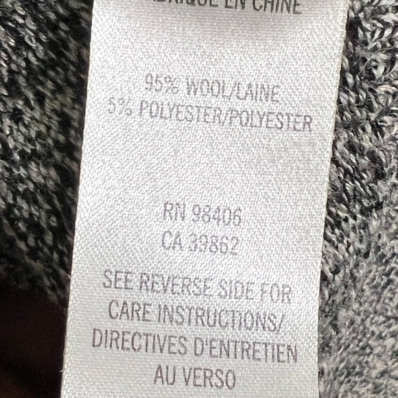 Theory Wool Knit Cardigan Marled Gray Black Open Drape Front Cardigan Sweater - Picture 6 of 6